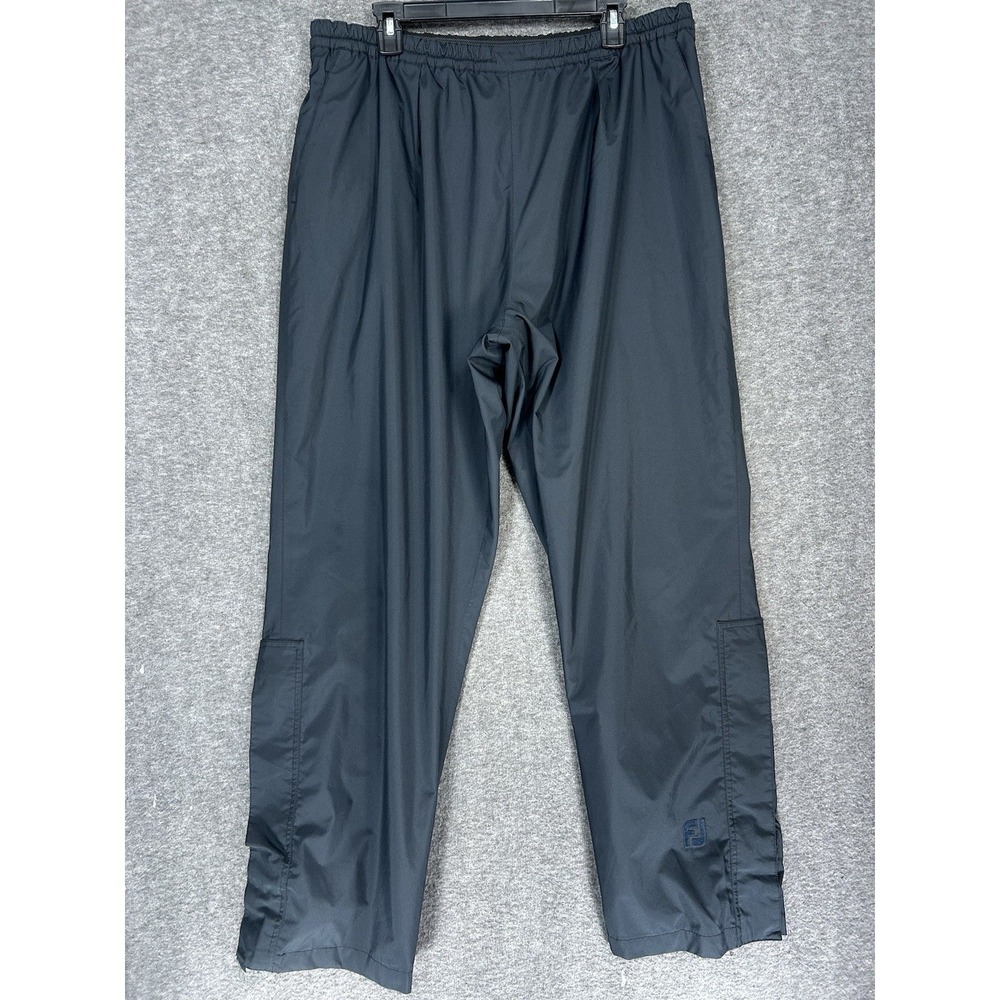 FootJoy DryJoy Pants Mens XL Black Rain Windbreaker Golf Ankle Zip Drawstring